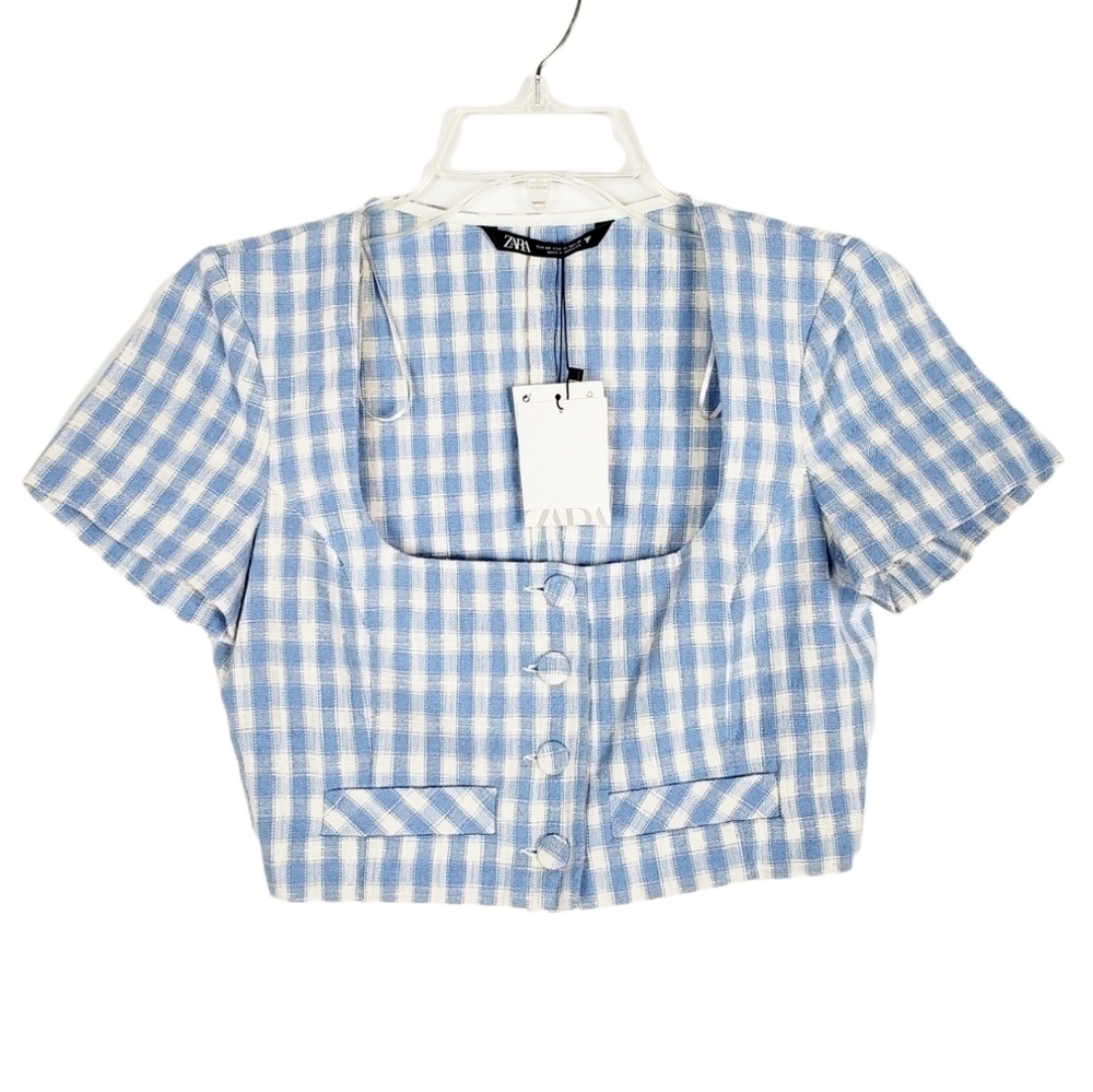 ZARA gingham plaid top blogger favorite NWT
